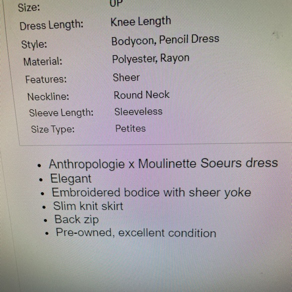 Anthropologie Moulinette Soeurs Loredana Pencil Dress size 6 - Picture 6 of 10